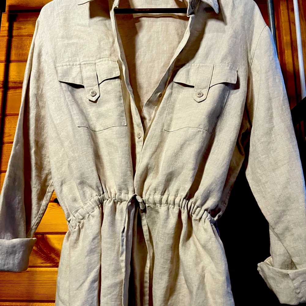 Linen Button-Up Top- Liz Claiborne Woman Petite